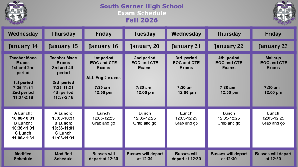  fall exam schedule
